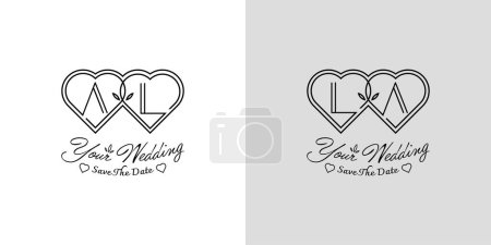 Letters AL and LA Wedding Love Logo, for couples with A and L initials