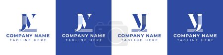 Lettres JV et VJ Pillar Logo, adapté aux affaires avec JV et VJ liées au pilier