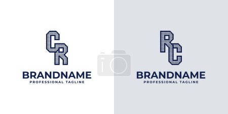 Lettres CR et RC Dot Monogram Logo, Convient pour les entreprises avec des initiales CR ou RC