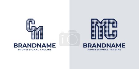 Cartas CM y MC Dot Monogram Logo, Adecuado para negocios con iniciales CM o MC