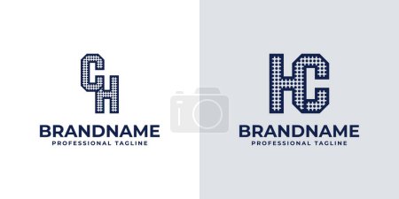 Letters CH and HC Dot Monogram Logo, Suitable for business with CH or HC initials