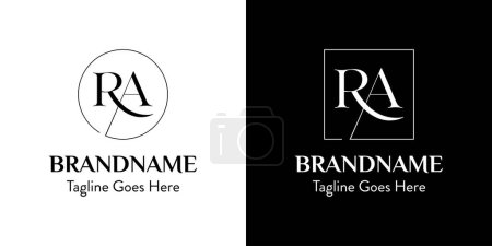 Illustration for Letters AR In Circle and Square Logo Set, for business with AR or RA initials - Royalty Free Image