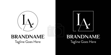 Illustration for Letters AL In Circle and Square Logo Set, for business with AL or LA initials - Royalty Free Image