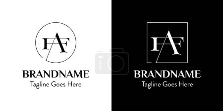 Illustration for Letters AF In Circle and Square Logo Set, for business with AF or FA initials - Royalty Free Image