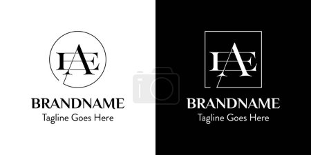 Illustration for Letters AE In Circle and Square Logo Set, for business with AE or EA initials - Royalty Free Image
