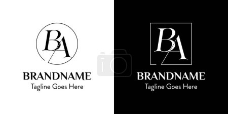 Illustration for Letters AB In Circle and Square Logo Set, for business with AB or BA initials - Royalty Free Image