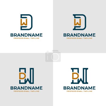 Elegante Buchstaben DW und WD Monogramm Logo, geeignet für Geschäfte mit WD oder DW Initialen