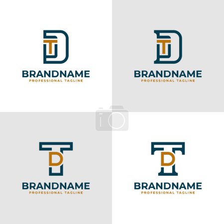 Elegant Letters DT y TD Monogram Logo, adecuados para negocios con iniciales TD o DT