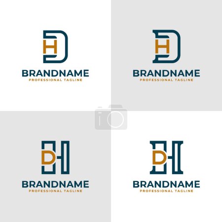 Elegante Buchstaben DH und HD Monogram Logo, geeignet für Unternehmen mit HD oder DH Initialen