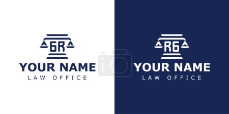 Lettres GR et RG Logo juridique, adapté pour avocat, juridique ou judiciaire avec initiales GR ou RG