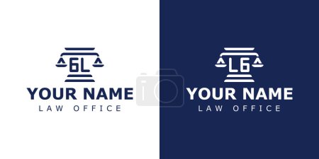 Lettres GL et LG logo juridique, adapté pour avocat, juridique, ou la justice avec GL ou LG initiales