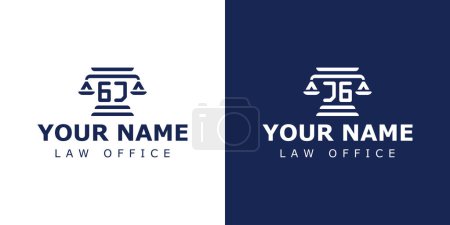 Lettres GJ et JG logo juridique, adapté pour avocat, juridique, ou la justice avec les initiales GJ ou JG