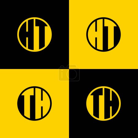Ilustración de Sistema simple del logotipo del círculo de las letras de HT y TH, conveniente para el negocio con las iniciales de HT y TH - Imagen libre de derechos