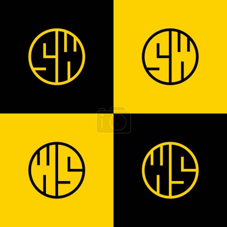 Einfaches SW und WS Letters Circle Logo Set, geeignet für Geschäfte mit SW und WS Initialen