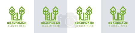 Letras BU y UB Greenhouse Logo, para empresas relacionadas con plantas con iniciales BU o UB