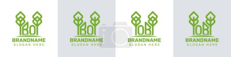 Letras BO y OB Greenhouse Logo, para empresas relacionadas con plantas con iniciales BO u OB