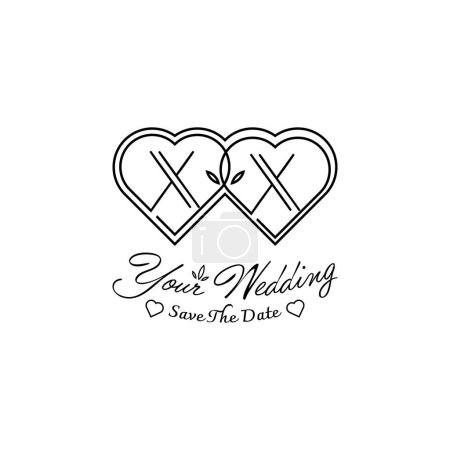 Téléchargez les illustrations : Lettres XX Logo d'amour de mariage, pour les couples avec des initiales X et X - en licence libre de droit