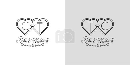 Letters CT and TC Wedding Love Logo, for couples with C and T initials