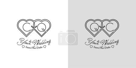 Ilustración de Letras CQ y QC Wedding Love Logo, para parejas con iniciales C y Q - Imagen libre de derechos