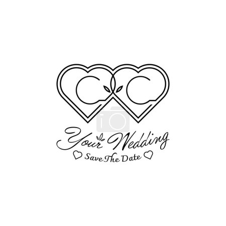 Ilustración de Letras CC Wedding Love Logo, para parejas con iniciales C y C - Imagen libre de derechos