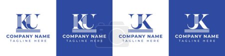 Letters UK and KU Pillar Logo Set, suitable for business with UK and KU related to Pillar