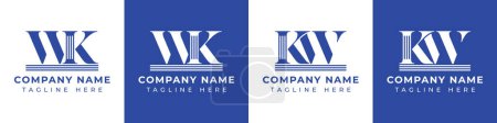 Logotipo de Letras WK y KW Pillar, adecuado para negocios con WK y KW relacionados con Pilar