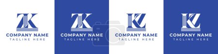 Buchstaben ZK und KZ Säule Logo-Set, geeignet für Geschäfte mit ZK und KZ im Zusammenhang mit Säule