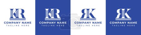 Letters RK and KR Pillar Logo Set, suitable for business with RK and KR related to Pillar