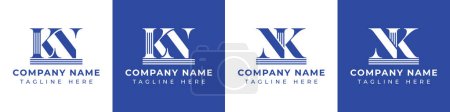 Letters NK and KN Pillar Logo Set, suitable for business with NK and KN related to Pillar