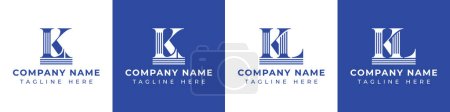 Letters LK and KL Pillar Logo Set, suitable for business with LK and KL related to Pillar