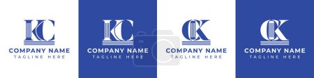 Letras Conjunto de Logotipos de Pilar KC y CK, adecuado para negocios con KC y CK relacionados con Pilar