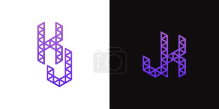 Buchstaben JK und KJ Polygon Logo, geeignet für Unternehmen im Zusammenhang mit Polygon mit JK oder KJ Initialen