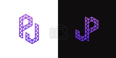 Lettres JP et PJ Polygon Logo, adapté aux entreprises liées au polygone avec initiales JP ou PJ