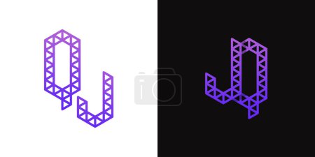 Lettres JQ et QJ Polygon Logo, adapté aux entreprises liées au polygone avec initiales JQ ou QJ