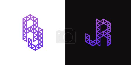 Buchstaben JR und RJ Polygon Logo, geeignet für Unternehmen im Zusammenhang mit Polygon mit JR oder RJ Initialen