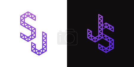Lettres JS et SJ Polygon Logo, adapté aux entreprises liées au polygone avec initiales JS ou SJ
