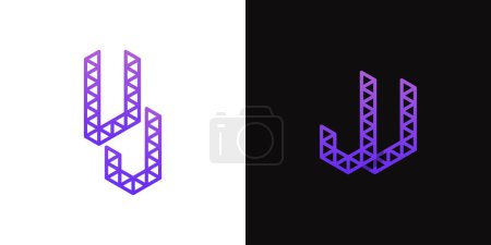 Lettres JV et VJ Polygon Logo, adapté aux entreprises liées au polygone avec initiales JV ou VJ