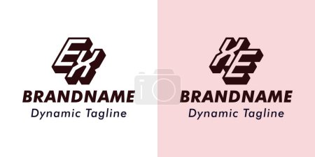Buchstaben EX und XE 3D Monogramm Logo, Geeignet für Geschäfte mit EX oder XE Initialen
