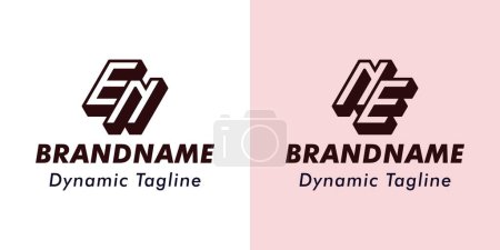 Lettres EN et NE Logo de monogramme 3D, adapté pour les entreprises avec des initiales EN ou NE