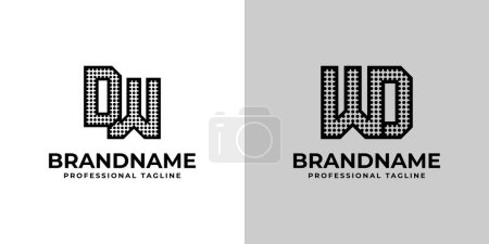 Buchstaben DW und WD Dot Monogram Logo, Geeignet für Geschäfte mit DW oder WD Initialen