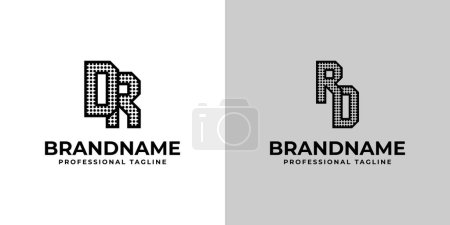 Logotipo del monograma de letras DR y RD Dot, adecuado para negocios con iniciales DR o RD