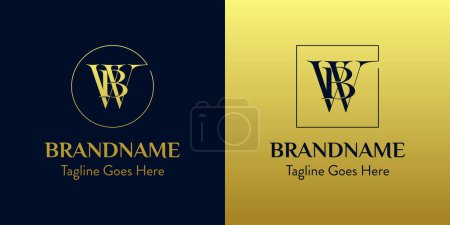 Illustration for Letters BW In Circle and Square Logo Set, for business with BW or WB initials - Royalty Free Image