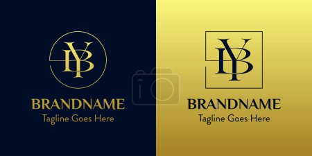 Illustration for Letters BY In Circle and Square Logo Set, for business with BY or YB initials - Royalty Free Image