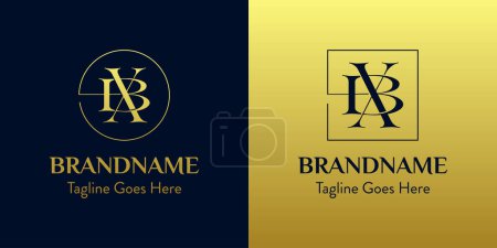 Illustration for Letters BX In Circle and Square Logo Set, for business with BX or XB initials - Royalty Free Image