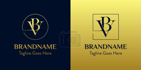 Illustration for Letters BV In Circle and Square Logo Set, for business with BV or VB initials - Royalty Free Image