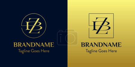 Illustration for Letters BZ In Circle and Square Logo Set, for business with BZ or ZB initials - Royalty Free Image