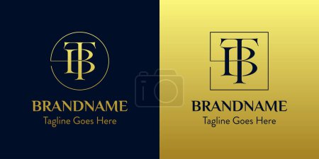 Illustration for Letters BT In Circle and Square Logo Set, for business with BT or TB initials - Royalty Free Image
