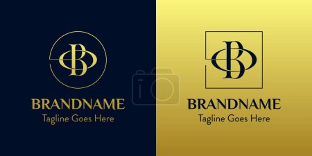 Illustration for Letters BO In Circle and Square Logo Set, for business with BO or OB initials - Royalty Free Image