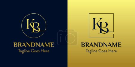 Illustration for Letters BK In Circle and Square Logo Set, for business with BK or KB initials - Royalty Free Image