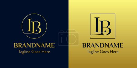 Illustration for Letters BL In Circle and Square Logo Set, for business with BL or LB initials - Royalty Free Image